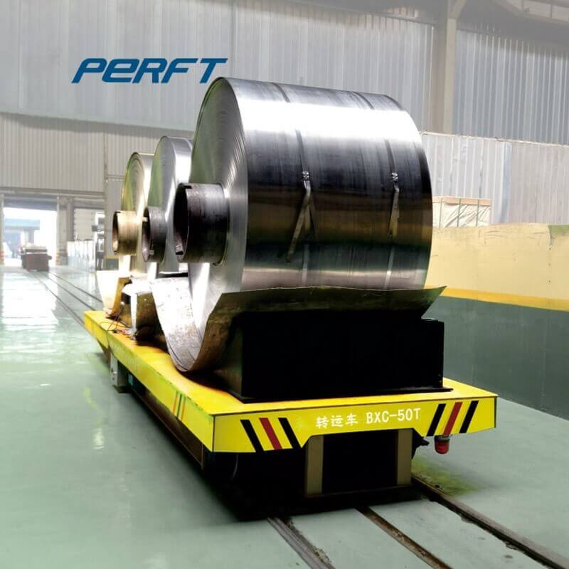 Low-voltage rail-powered flat car-- Perfect Coil Transfer Carts